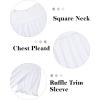 image:imagesiliteelon Blouses for Women Dressy Casual Pleated Square Neck Ruffle Puff Short Sleeve Tops Spring Summer Outfits 2026Awhite