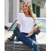 image:imagesiliteelon Blouses for Women Dressy Casual Pleated Square Neck Ruffle Puff Short Sleeve Tops Spring Summer Outfits 2026Awhite