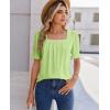 image:imagesiliteelon Blouses for Women Dressy Casual Pleated Square Neck Ruffle Puff Short Sleeve Tops Spring Summer Outfits 2026Sage Green