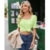 image:imagesiliteelon Blouses for Women Dressy Casual Pleated Square Neck Ruffle Puff Short Sleeve Tops Spring Summer Outfits 2026Sage Green