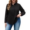 image:imagesiliteelon Plus Size Button Down Shirts for Women Dress Shirt Stretch Long Sleeve Collared Shirt Work Office Blouse TopBlack