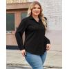 image:imagesiliteelon Plus Size Button Down Shirts for Women Dress Shirt Stretch Long Sleeve Collared Shirt Work Office Blouse TopBlack