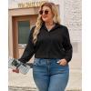 image:imagesiliteelon Plus Size Button Down Shirts for Women Dress Shirt Stretch Long Sleeve Collared Shirt Work Office Blouse TopBlack