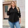 image:imagesiliteelon Plus Size Button Down Shirts for Women Dress Shirt Stretch Long Sleeve Collared Shirt Work Office Blouse TopBlack