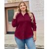 image:imagesiliteelon Plus Size Button Down Shirts for Women Dress Shirt Stretch Long Sleeve Collared Shirt Work Office Blouse TopBurgundy
