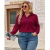 image:imagesiliteelon Plus Size Button Down Shirts for Women Dress Shirt Stretch Long Sleeve Collared Shirt Work Office Blouse TopBurgundy