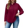image:imagesiliteelon Plus Size Button Down Shirts for Women Dress Shirt Stretch Long Sleeve Collared Shirt Work Office Blouse TopBurgundy