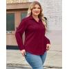 image:imagesiliteelon Plus Size Button Down Shirts for Women Dress Shirt Stretch Long Sleeve Collared Shirt Work Office Blouse TopBurgundy