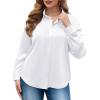 image:imagesiliteelon Plus Size Button Down Shirts for Women Dress Shirt Stretch Long Sleeve Collared Shirt Work Office Blouse TopWhite