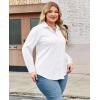 image:imagesiliteelon Plus Size Button Down Shirts for Women Dress Shirt Stretch Long Sleeve Collared Shirt Work Office Blouse TopWhite