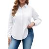 image:imagesiliteelon Plus Size Button Down Shirts for Women Dress Shirt Stretch Long Sleeve Collared Shirt Work Office Blouse TopWhite