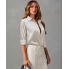 image:imagesiliteelon Satin Silk Blouse Striped Button Down Shirts for Women Long Sleeve Dress Blouses Collared Work Office TopsBlack and White