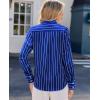 image:imagesiliteelon Satin Silk Blouse Striped Button Down Shirts for Women Long Sleeve Dress Blouses Collared Work Office TopsBlue Striped