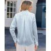 image:imagesiliteelon Satin Silk Blouse Striped Button Down Shirts for Women Long Sleeve Dress Blouses Collared Work Office TopsBlue and White