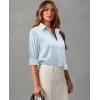 image:imagesiliteelon Satin Silk Blouse Striped Button Down Shirts for Women Long Sleeve Dress Blouses Collared Work Office TopsBlue and White