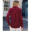 image:imagesiliteelon Satin Silk Blouse Striped Button Down Shirts for Women Long Sleeve Dress Blouses Collared Work Office TopsBurgundy Striped
