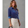 image:imagesiliteelon Satin Silk Blouse Striped Button Down Shirts for Women Long Sleeve Dress Blouses Collared Work Office TopsNavy Blue Striped