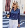image:imagesiliteelon Satin Silk Blouse Striped Button Down Shirts for Women Long Sleeve Dress Blouses Collared Work Office TopsNavy Blue Striped