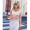 image:imagesiliteelon Satin Silk Blouse Striped Button Down Shirts for Women Long Sleeve Dress Blouses Collared Work Office TopsPink and White