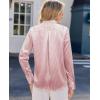 image:imagesiliteelon Satin Silk Blouse Striped Button Down Shirts for Women Long Sleeve Dress Blouses Collared Work Office TopsPink and White