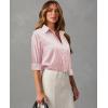 image:imagesiliteelon Satin Silk Blouse Striped Button Down Shirts for Women Long Sleeve Dress Blouses Collared Work Office TopsPink and White