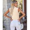 image:imagesiliteelon Sleeveless Button Down Shirts for Women Collared Shirt Stretch Hidden Button Tank Top Work Casual Blouse TopBeige