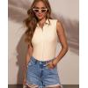 image:imagesiliteelon Sleeveless Button Down Shirts for Women Collared Shirt Stretch Hidden Button Tank Top Work Casual Blouse TopBeige