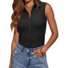 image:imagesiliteelon Sleeveless Button Down Shirts for Women Collared Shirt Stretch Hidden Button Tank Top Work Casual Blouse TopBlack