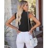 image:imagesiliteelon Sleeveless Button Down Shirts for Women Collared Shirt Stretch Hidden Button Tank Top Work Casual Blouse TopBlack