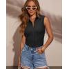 image:imagesiliteelon Sleeveless Button Down Shirts for Women Collared Shirt Stretch Hidden Button Tank Top Work Casual Blouse TopBlack