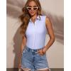 image:imagesiliteelon Sleeveless Button Down Shirts for Women Collared Shirt Stretch Hidden Button Tank Top Work Casual Blouse TopLight Purple
