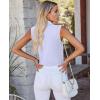 image:imagesiliteelon Sleeveless Button Down Shirts for Women Collared Shirt Stretch Hidden Button Tank Top Work Casual Blouse TopLight Purple