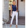 image:imagesiliteelon Sleeveless Button Down Shirts for Women Collared Shirt Stretch Hidden Button Tank Top Work Casual Blouse TopNavy Blue
