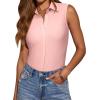 image:imagesiliteelon Sleeveless Button Down Shirts for Women Collared Shirt Stretch Hidden Button Tank Top Work Casual Blouse TopPink