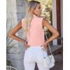 image:imagesiliteelon Sleeveless Button Down Shirts for Women Collared Shirt Stretch Hidden Button Tank Top Work Casual Blouse TopPink