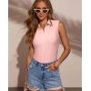 image:imagesiliteelon Sleeveless Button Down Shirts for Women Collared Shirt Stretch Hidden Button Tank Top Work Casual Blouse TopPink