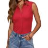 image:imagesiliteelon Sleeveless Button Down Shirts for Women Collared Shirt Stretch Hidden Button Tank Top Work Casual Blouse TopRed