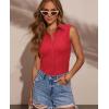 image:imagesiliteelon Sleeveless Button Down Shirts for Women Collared Shirt Stretch Hidden Button Tank Top Work Casual Blouse TopRed