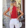 image:imagesiliteelon Sleeveless Button Down Shirts for Women Collared Shirt Stretch Hidden Button Tank Top Work Casual Blouse TopRed