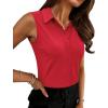 image:imagesiliteelon Sleeveless Button Down Shirts for Women Collared Shirt Stretch Hidden Button Tank Top Work Casual Blouse TopRed