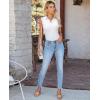 image:imagesiliteelon Sleeveless Button Down Shirts for Women Collared Shirt Stretch Hidden Button Tank Top Work Casual Blouse TopWhite
