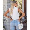 image:imagesiliteelon Sleeveless Button Down Shirts for Women Collared Shirt Stretch Hidden Button Tank Top Work Casual Blouse TopWhite
