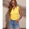 image:imagesiliteelon Sleeveless Button Down Shirts for Women Collared Shirt Stretch Hidden Button Tank Top Work Casual Blouse TopYellow