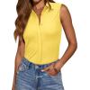 image:imagesiliteelon Sleeveless Button Down Shirts for Women Collared Shirt Stretch Hidden Button Tank Top Work Casual Blouse TopYellow