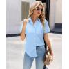 image:imagesiliteelon Women Button Down Shirts Short Sleeve Button up WomenStain Resistant Dress Shirts with Pocket fit Work BlouseLight Blue