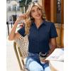 image:imagesiliteelon Women Button Down Shirts Short Sleeve Button up WomenStain Resistant Dress Shirts with Pocket fit Work BlouseNavy Blue