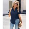 image:imagesiliteelon Women Button Down Shirts Short Sleeve Button up WomenStain Resistant Dress Shirts with Pocket fit Work BlouseNavy Blue
