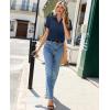 image:imagesiliteelon Women Button Down Shirts Short Sleeve Button up WomenStain Resistant Dress Shirts with Pocket fit Work BlouseNavy Blue