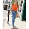 image:imagesiliteelon Women Button Down Shirts Short Sleeve Button up WomenStain Resistant Dress Shirts with Pocket fit Work BlouseOrange