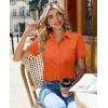 image:imagesiliteelon Women Button Down Shirts Short Sleeve Button up WomenStain Resistant Dress Shirts with Pocket fit Work BlouseOrange